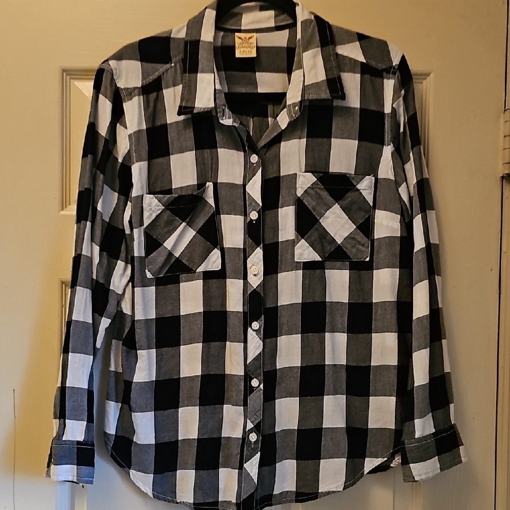 Faded Glory Monochrome Plaid Shirt